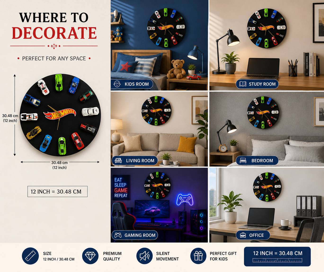 Hotwheels wall clock